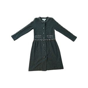 Sara Campbell Button-up Jacket Black with Gray Polkadot, Made USA Sz S